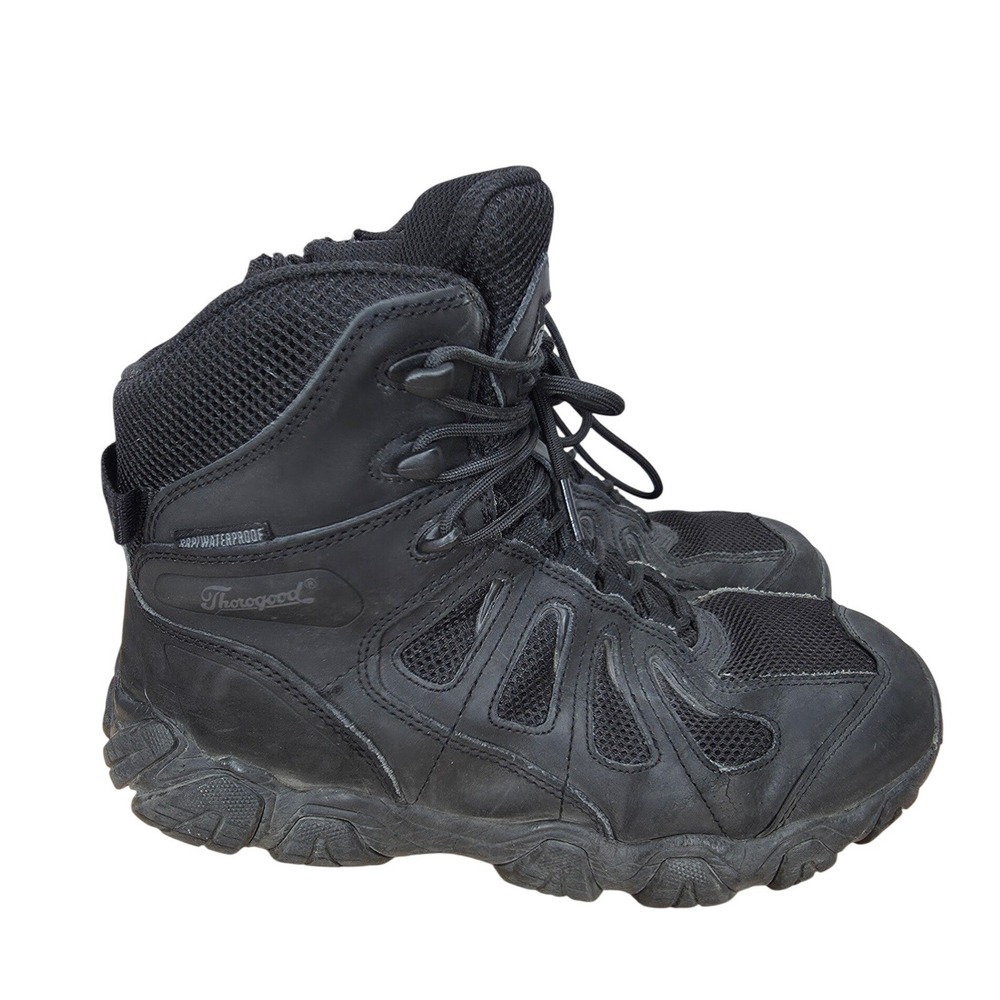 Thorogood Crosstrex Hiking Boots Mens 8.5 M Black Side Zip Waterproof Tactical